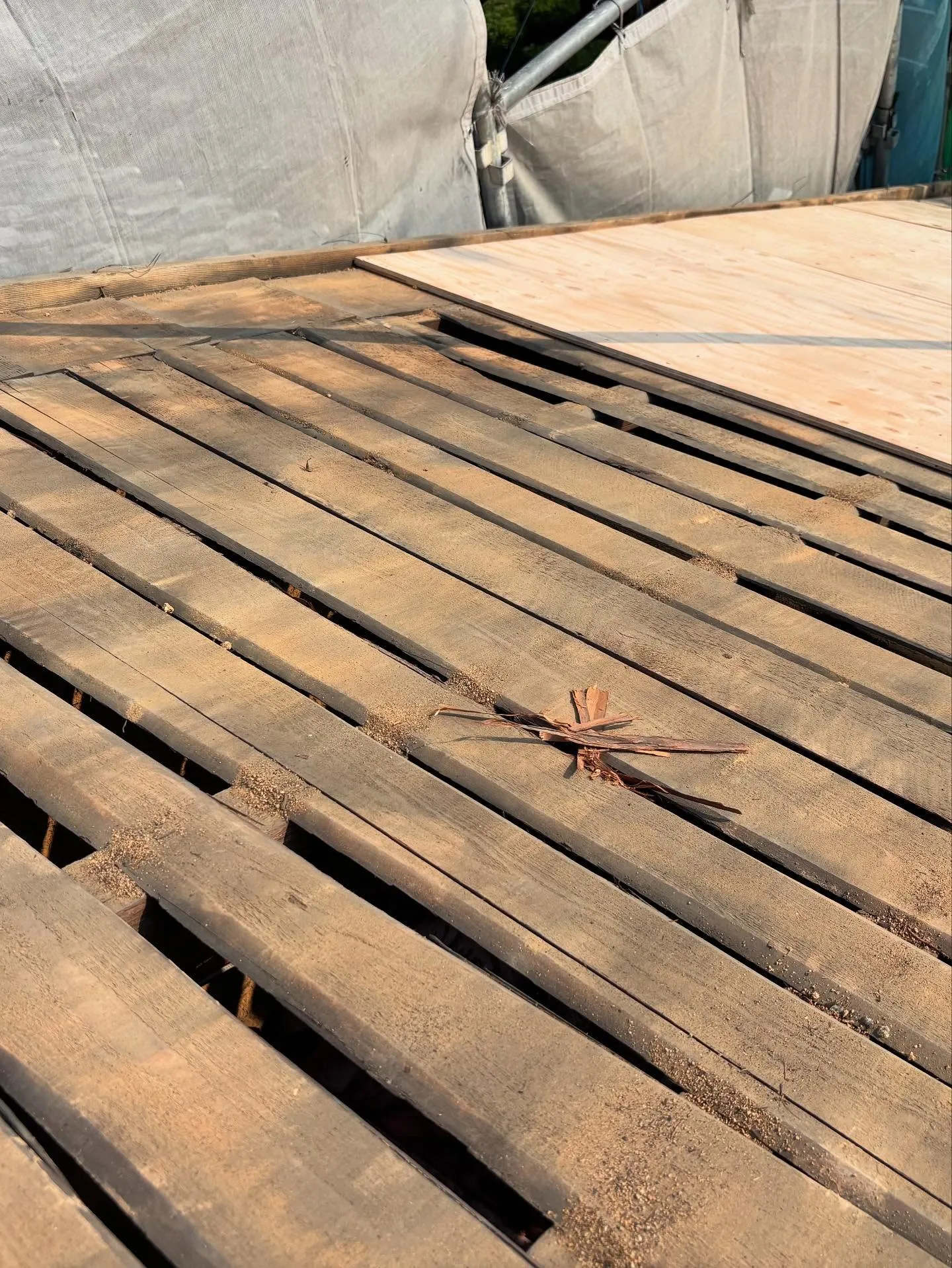 屋根葺き替えの現場🏠。